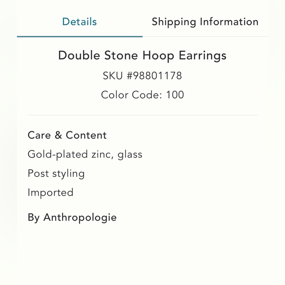 Anthropologie double stone Gold Hoop Earrings - Picture 6 of 16